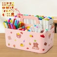thumbnail image 2 of Desktop Stationary Organizer 5 Compartments Marker Organizer Caddies with Handle Big Capacity Art Supply Storage Holder, 2 of 7