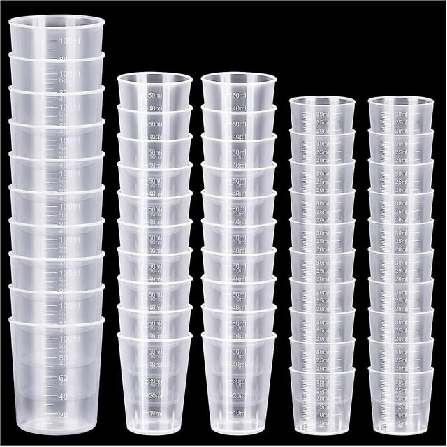 50 vasos medidores de plástico, vasos para mezclar resina, vasos para mezclar epoxi, vasos para mezclar pintura, 30 ml, 50 ml, 100 ml (hy)