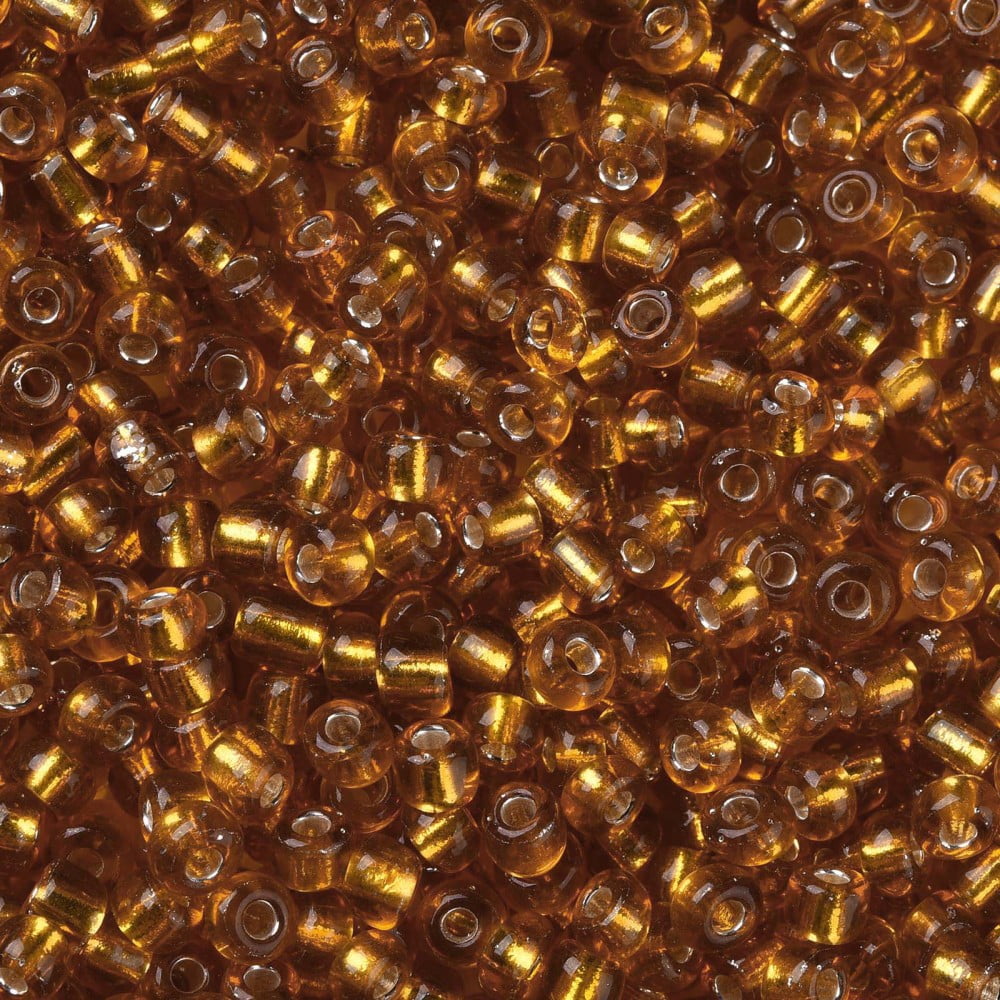 6/0 Glass Seed Beads Silver Lined Round Hole Round Dark Goldenrod 4mm Hole: 1.5mm about 6639 pcs/pound