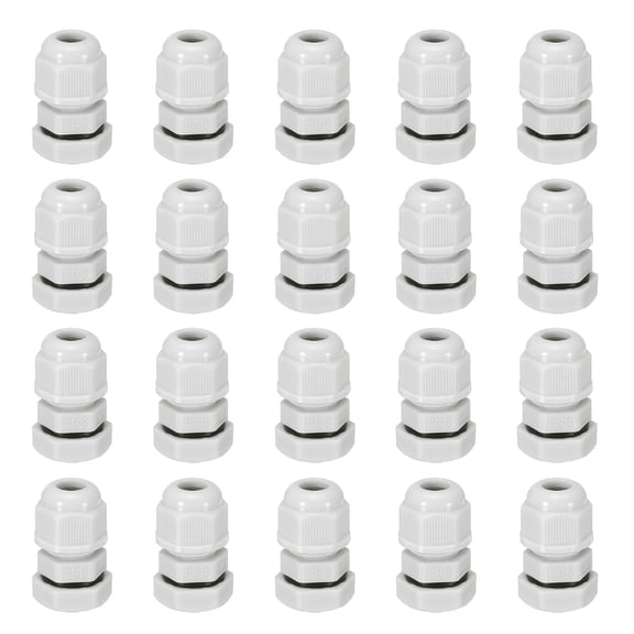 Uxcell 20 Pcs M10x1.5" Cable Glands Adjustable 2.5-6mm PA6 Nylon IP68 Waterproof Connectors with Seals Anti-Corrosion for Industrial/Outdoor Electrical Systems (White)