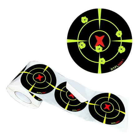 ATFLBOX Splatter Adhesive 3 inch Bullseye Fluorescent Yellow Shooting Target Stickers 250 Self Adhesive Target Roll for Indoor and Outdoor Shooting Range