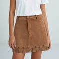 thumbnail image 2 of RUTAYY Women Velvet Ruffle Mini Skirt Solid Color Casual Travel Skirts, 2 of 7