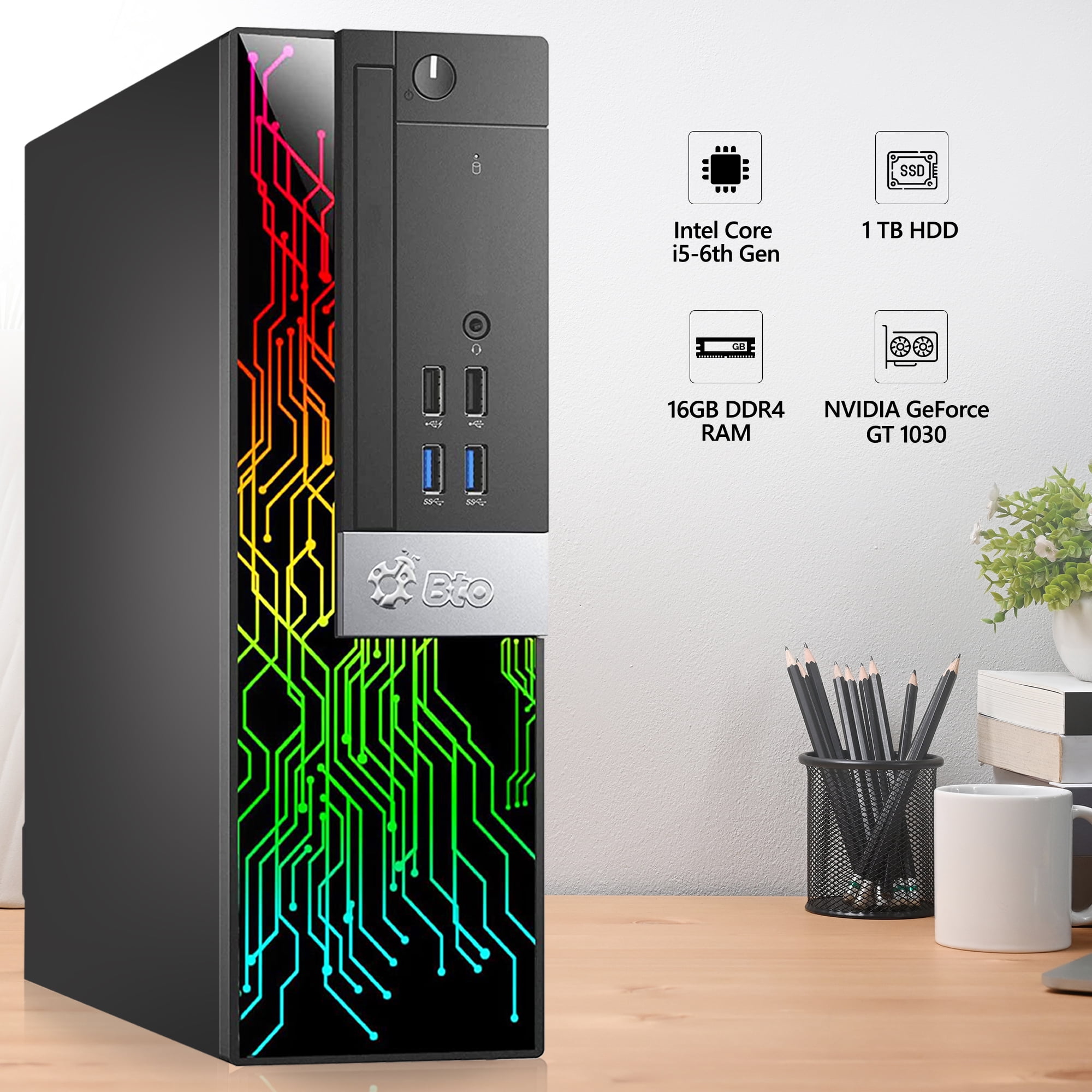 Restored BTO RGB Gaming Desktop SFF Computer PC, Intel Core i5 6th