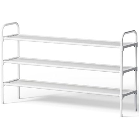 Extra-Long Shoe Rack for Closet Shoe Organizer for Front Door Entrance Stackable Shoe Shelf Detachable Closet Organizers and Storage 39.0 Wide - 3 Tier White