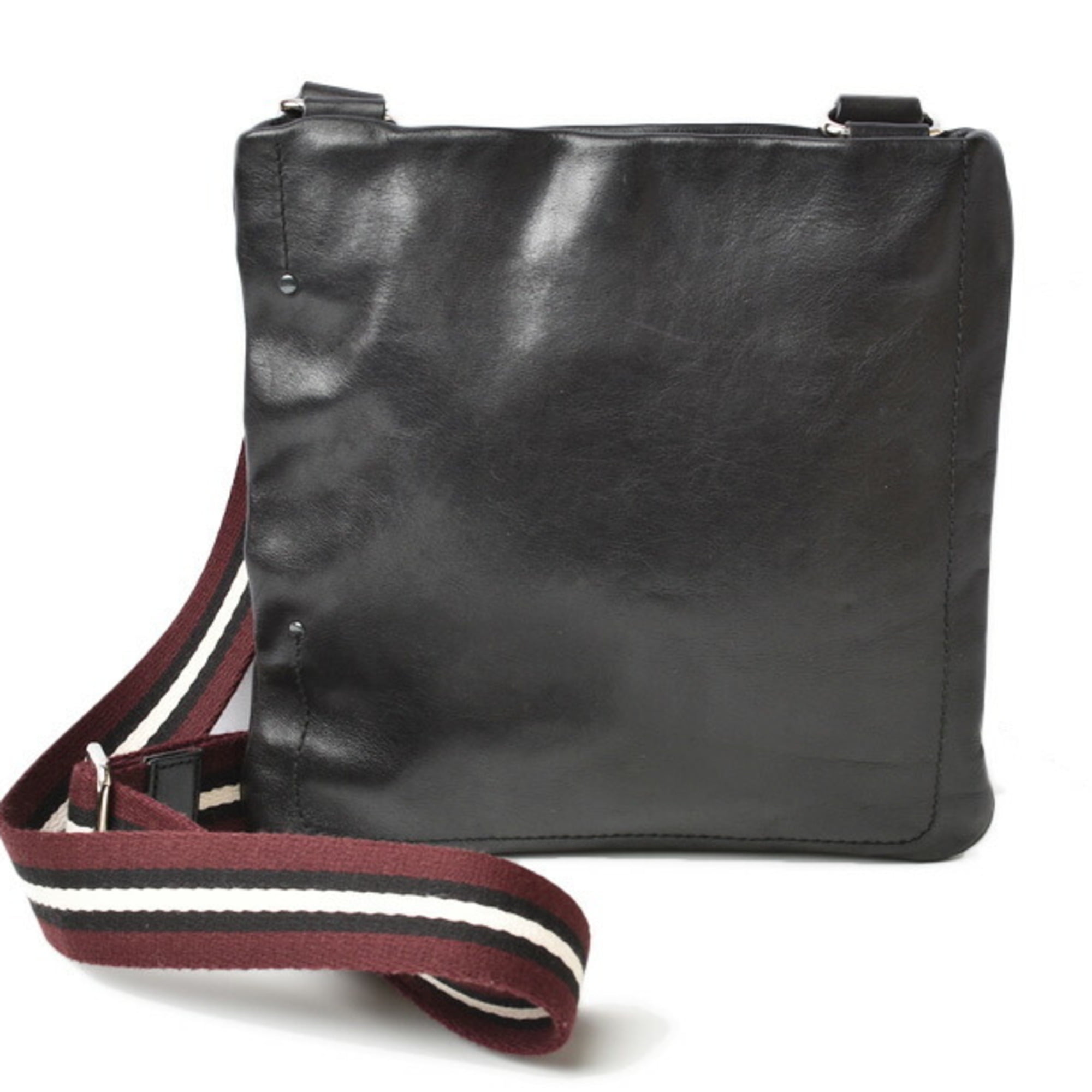 BALLY Black Leather Shoulder Strap Messenger Bag