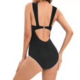 thumbnail image 2 of Cismea - Traje de BañO de Una Pieza para Mujer con Cuello en V Profundo sin Mangas（Negro） Cismea bañador, 2 of 9