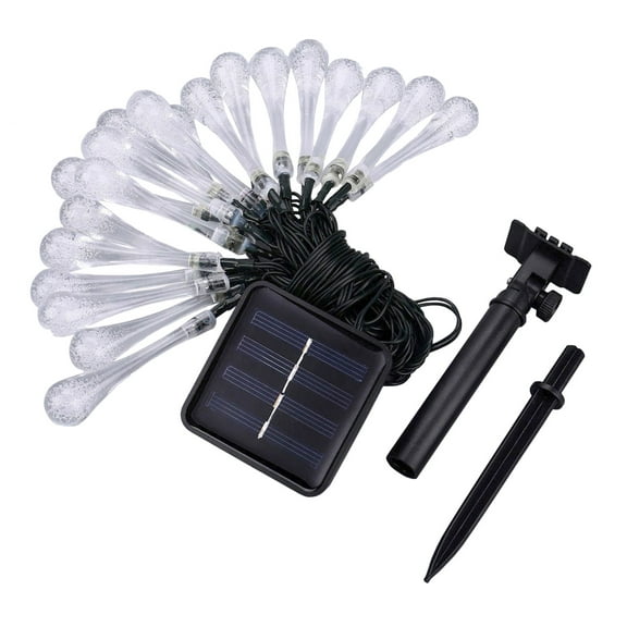 Solar String Lights Outdoor Waterproof 30 LED 8 Modes Multi Color Water Drop for Garden Patio Party Xmas