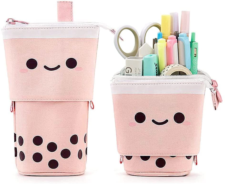 Hommtina Boba Pencil Case, Pop up Pencil Box Makeup Pouch, Bubble Tea