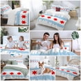thumbnail image 5 of Red Stars Comforter Set Full Size, Blue Color Blocks City Abstract Art Simple Soft Bedding Set for Man Woman, 4 Pieces Duvet Cover Set with Fitted Sheet, 2 Pillowcases, 5 of 9