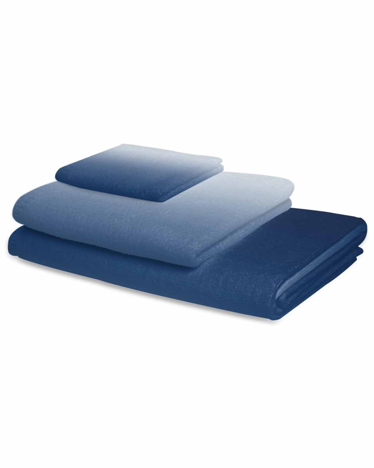 Navy Blue Ombre Bath Towels for Bathroom Set,Luxury Microfiber Towels Gifts for Women,Beach Kitchen Hand Hair Face Towel and Dish Washcloth,Modern Abstract Art Gradient Aesthetics Towels+Set