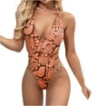 thumbnail image 2 of EGNMCR Mesh Sexy Deep V Neck Halter Cutout One Piece Swimsuit, (Women's), 2 of 7