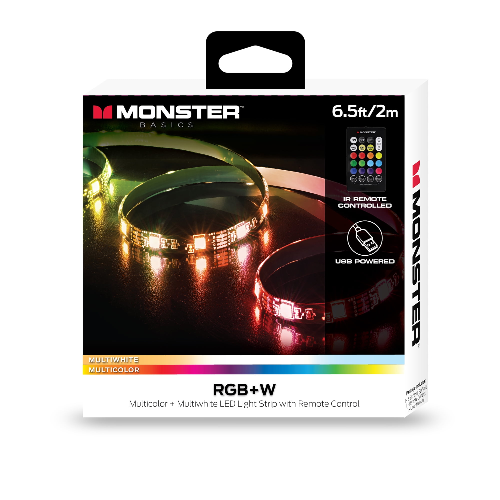 Permanent einde Oxide Monster 6.5ft LED Multi-color Light Strip with Remote, Multi-white, USB  Plug - Walmart.com