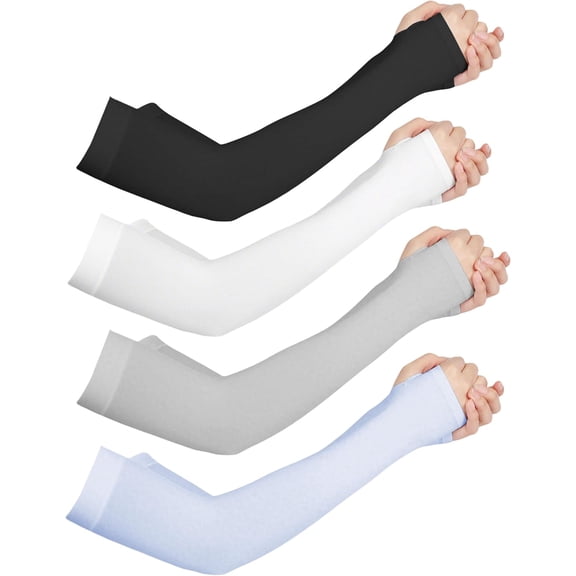 Derest 4 Pairs Arm Sleeves for Women Men, Cooling UV Sun Protection Arm Sleeves For Outdoor Activities