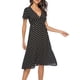 thumbnail image 5 of SAYOO Vestido con cuello en V para mujer con temperamento, falda a media pierna con dobladillo ancho y cintura elástica SAYOO Moda, 5 of 10