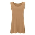 thumbnail image 6 of XUNKUSGA Plus Size Tank Tops Loose Fit Summer Sleeveless T Shirts for Women Casual Soild Color Trendy Scoop Neck Tunic Tees for Beach L-5XL,Brown, 6 of 7