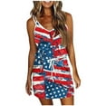 thumbnail image 2 of Jophufed 4Th of July Independence Day American Flag Beach Sun Dress,Fashion Sexy Women Casual Printed Sleevesless Camies V-Neck Mini Dress, 2 of 4