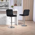 thumbnail image 2 of Set of 2 Modern Bar Stools, 360° Swivel Bar Chair with Back and Metal Footrest, High-Adjustable Counter Stools with Gold/Silver Base, Dining Chair for Kitchen Island, Dining Room, Home Bar, Black, 2 of 9