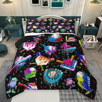 jejeloiu Watercolor Ice Cream Bedding Comforter Set,Baseball Sport Game Twin Comforter Sets,Colorful Graffiti Drip Bedding Set For Boys Girls,Breathable Home Decor Reversible,2pcs