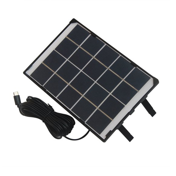 Panel solar portátil de 6 W y 5 V, de alta eficiencia, ligero, tipo C, para exteriores, para jardín, camping, cámara de seguridad, cargador solar con cable de 5 m.
