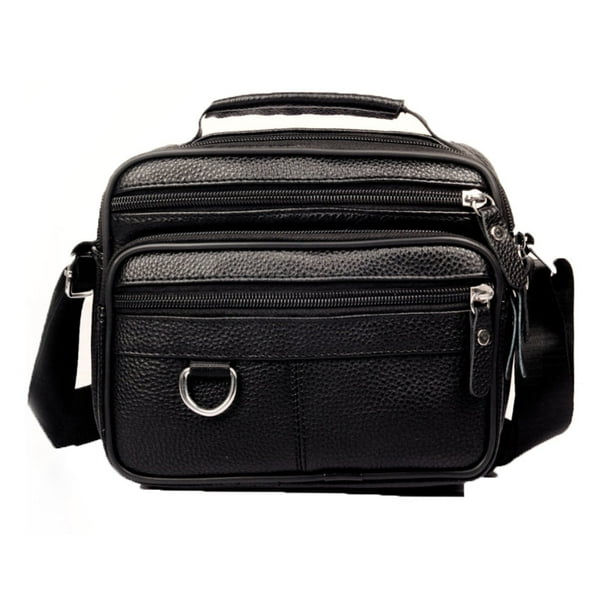 Bandolera de piel sintética para hombre, color negro, 22 x 6 x 17 cm
