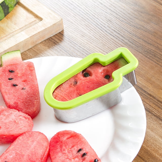 Molde en forma de paleta modelo de rebanada de sandía, artefacto de corte de sandía de verano Diy, rebanador de sandía de paleta, moldes de polo de hielo (2 piezas)