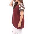 thumbnail image 5 of MODA NOVA Juniors' Plus Size Mesh Panel Raglan Sleeves Sheer Top Red 5X, 5 of 7