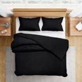 thumbnail image 2 of 1000 Thread-Count 100% Egyptian Cotton 3 Piece Duvet Cover and Pillow Shams, Premium Hotel Comforter Quilt Cover Sateen Weave with Zipper Closure, Corner-Ties - Twin, Black, 2 of 7