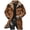 Brown, variant on Mens Western Cowboy Jacket Vintage Jacket Long Trench Coats Plush Collar Zip Up Cowboy Peacoat Retro Tops