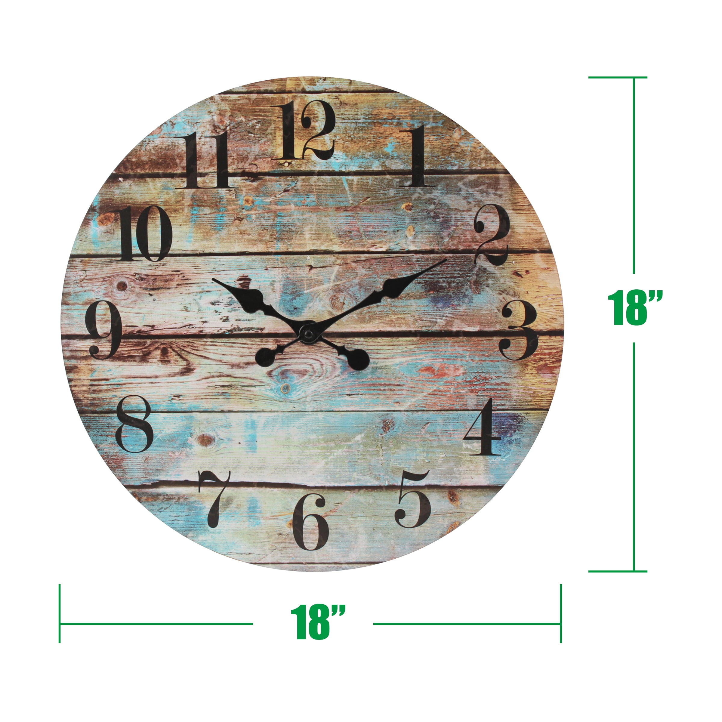 STONEBRIAR 18" Quartz Farmhouse Indoor Wall Clock, Easy Installation
