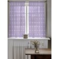 thumbnail image 4 of Purple Gingham Curtains 45 Inch Length, Sheer Curtains for Bedroom Living Room Window Modern Minimalist Geometric Plaid Rod Pocket Voile Drapes Kitchen Curtains Small Half Window 42"x45" 2 Panels, 4 of 7