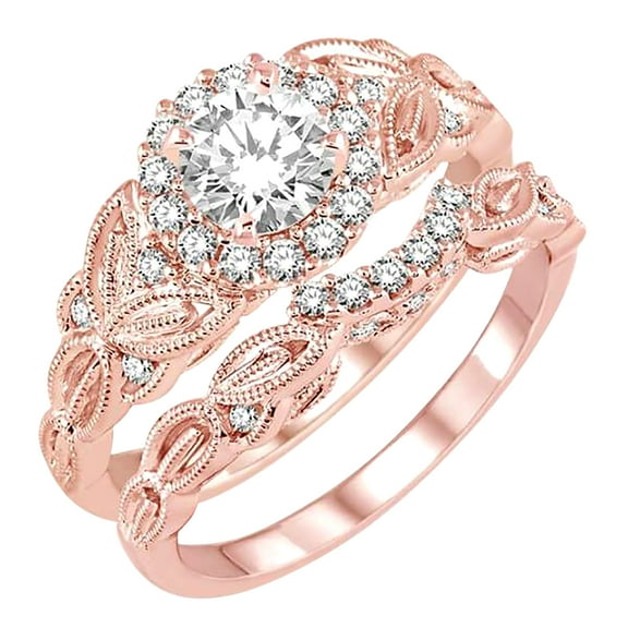 Antique 1.50 Carat Round Moissanite Engagement Ring set with 18k Gold Plating
