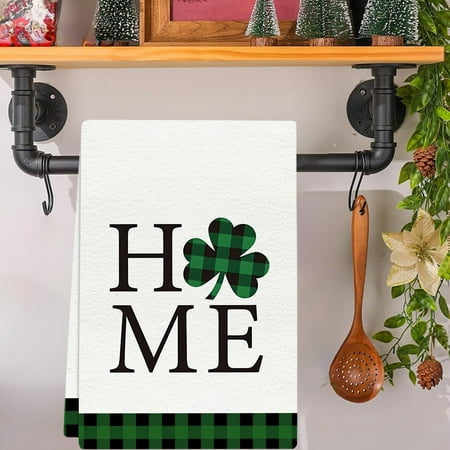 Eolstice St. Patrick s Day Kitchens Towel St. Patrick s Day Decorations Green Lucky Clovers Towel Holiday Kitchen Cloth for Daily Use Party Decor Gift Idea(C)