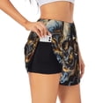 thumbnail image 1 of Balery Fiery Skull Trio Pantalones cortos deportivos para mujer con forro y dos bolsillos, elásticos, para entrenamiento, gimnasio, yoga-Medium, 1 of 7