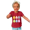 thumbnail image 2 of Zwiiyzr Toddler Baby Boys Girls Summer Clothes Trendy Easter Cute Easter Eggs Print Round Neck Print Short Sleeve Top for 3-14 Years Red, 2 of 4