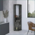 thumbnail image 3 of Corner Bar Cabinet, Modern with Glass Doors, Glass Rack & Mirror | Engineered Wood, 3 of 7