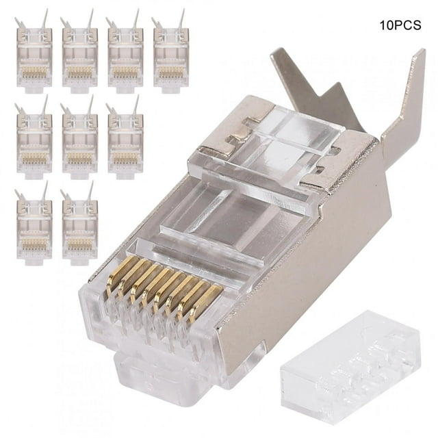 Enchufe modular de cable de red, 10 piezas Conector de módulo Cat RJ45 blindado R Ultra Responsivo