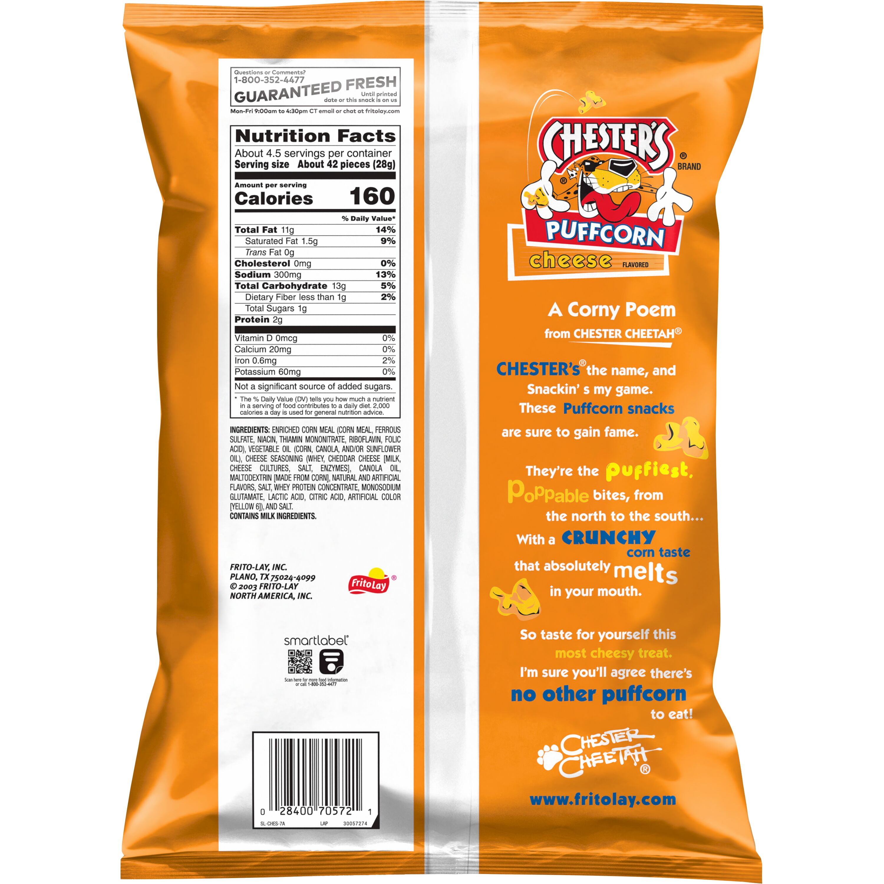Chester's Cheese Puffcorn, 4.25 oz
