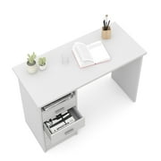 Tvilum Warner 4 Drawer Office Desk with 1 Shelf for Adults, White Finish
