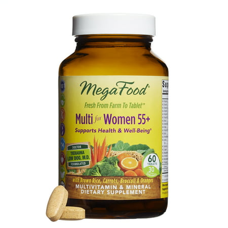 MegaFood - Multi for Women 55+, Multivitamin Support for Cardiovascular and Bone Health, Cognition, and Mood Balance with Methylated Folate and B12, Vegetarian, Gluten-Free, Non-GMO, 60