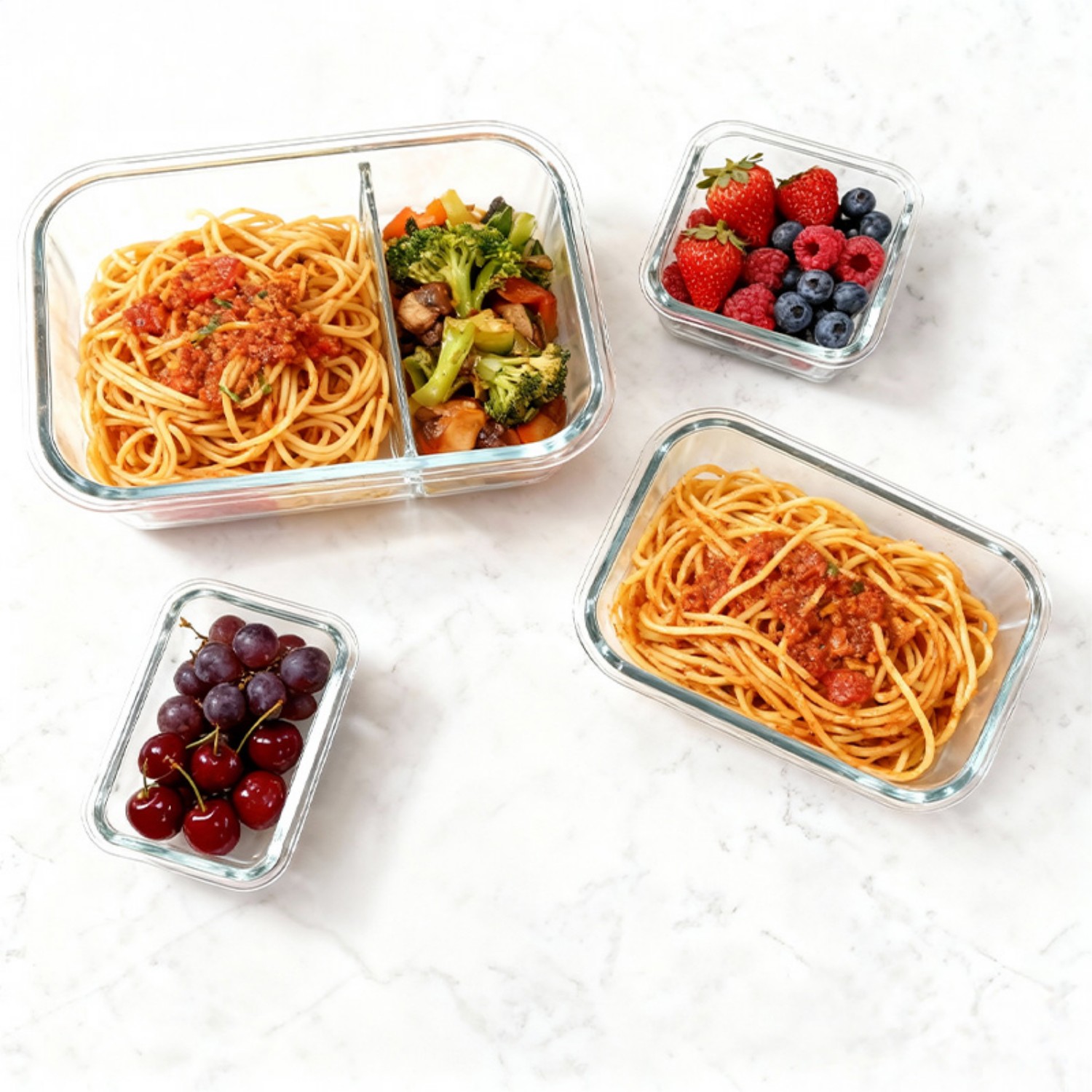 VAETTLO Glass Food Storage Containers 4-Pack with Lids, Airtight Leakproof for Lunch, Meal Prep, Dishwasher Safe, Green (12.5 to 42 oz)