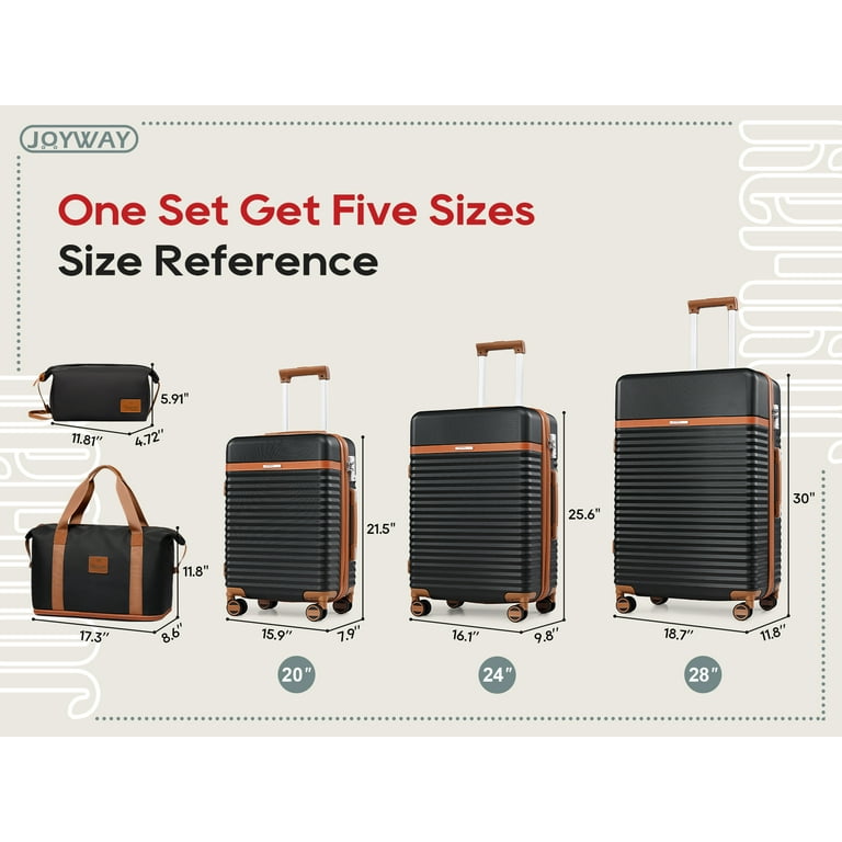 Joyway 5-Piece Luggage Set ABS Hardshell Spinner Suitcase with TSA