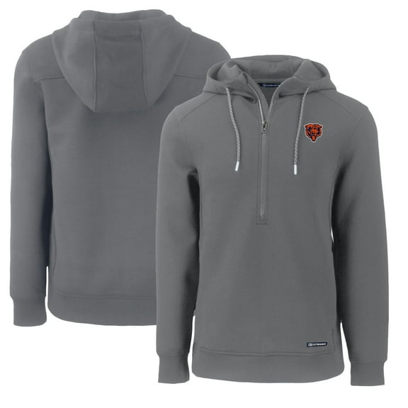 Men's Cutter & Buck Gray Chicago Bears Throwback Roam Eco Half-Zip Recycled Pullover Hoodie