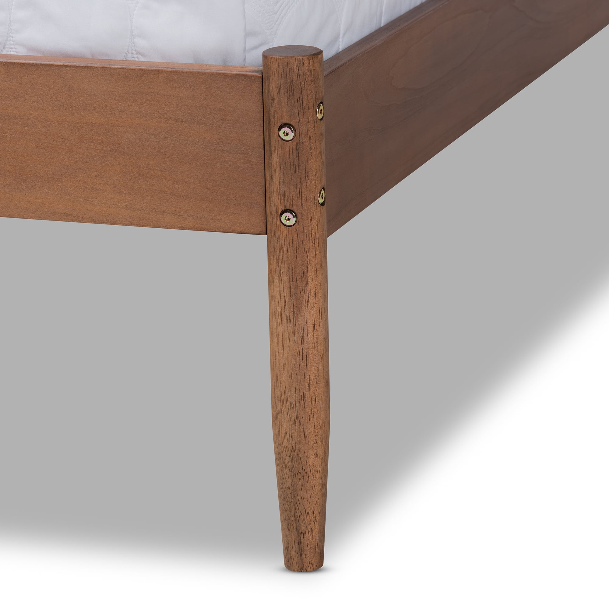 Baxton Studio Leanora MidCentury Modern Ash Wanut Finished Full Size Wood Platform Bed