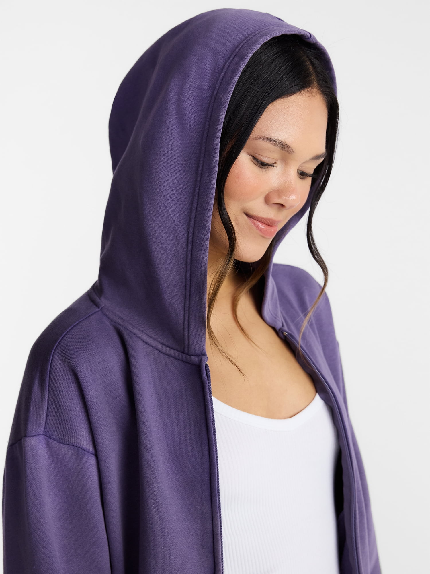 No Boundaries Boxy Zip Up Hoodie, Women's XXS-XXL