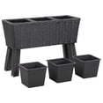 thumbnail image 2 of vidaXL Garden Raised Bed with Legs and 3/5 Pots Poly Rattan Black/Gray Planter, 2 of 23