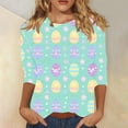 thumbnail image 5 of Momihoom Women's Easter Egg Print 3/4 Sleeve Crewneck Casual Tunic Top, 5 of 5