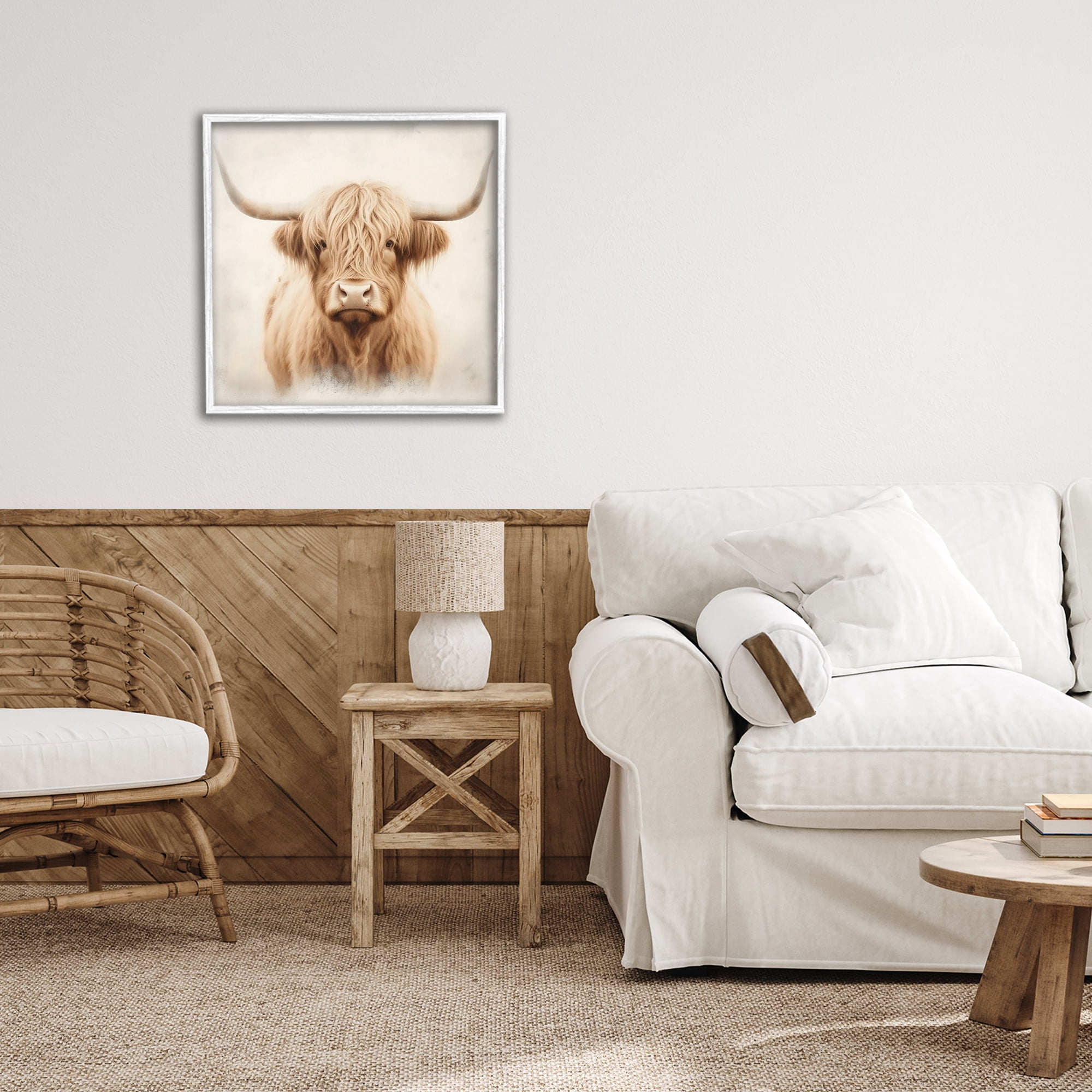 Stupell Industries Dreamy Fluffy Highland Portrait White Framed Giclee Art, design by Creative Studio