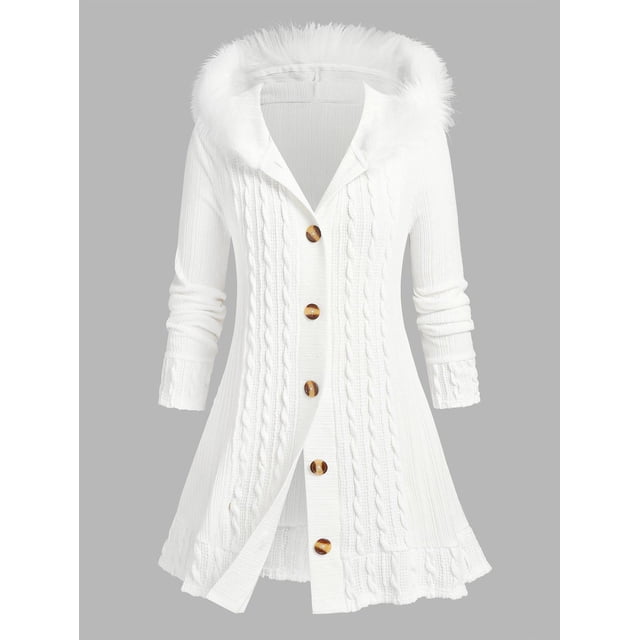 Cárdigan Talla Extra Tejido Capucha Fuzzy Rosegal Cárdigans de talla grande