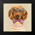 thumbnail image 2 of Jing, Jin 12x12 Black Modern Framed Museum Art Print Titled - Dachshund With Fashion Glasses, 2 of 5
