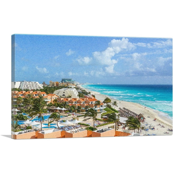 ARTCANVAS Cancun Painting Home decor Canvas Art Print - Size: 26" x 18" (0.75" Deep)